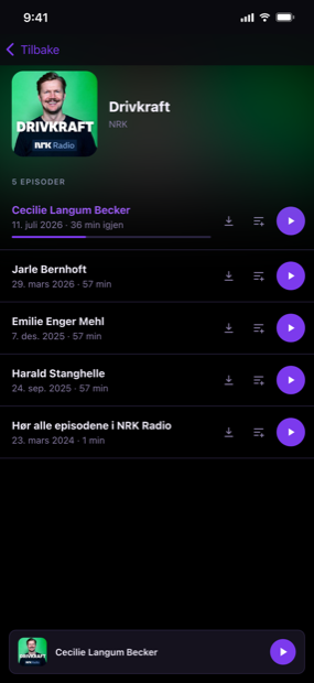 Hver episode, tydelig oppført