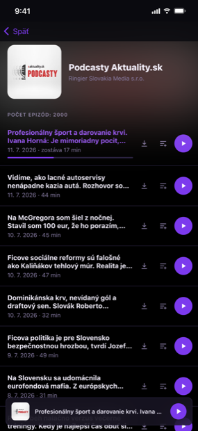 Každá epizóda prehľadne vypísaná