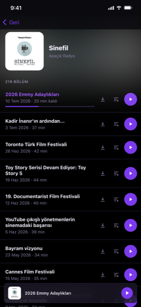 Her bölüm, net biçimde listelenmiş